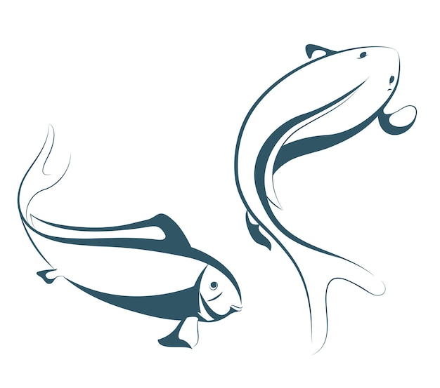 vector drawn fish