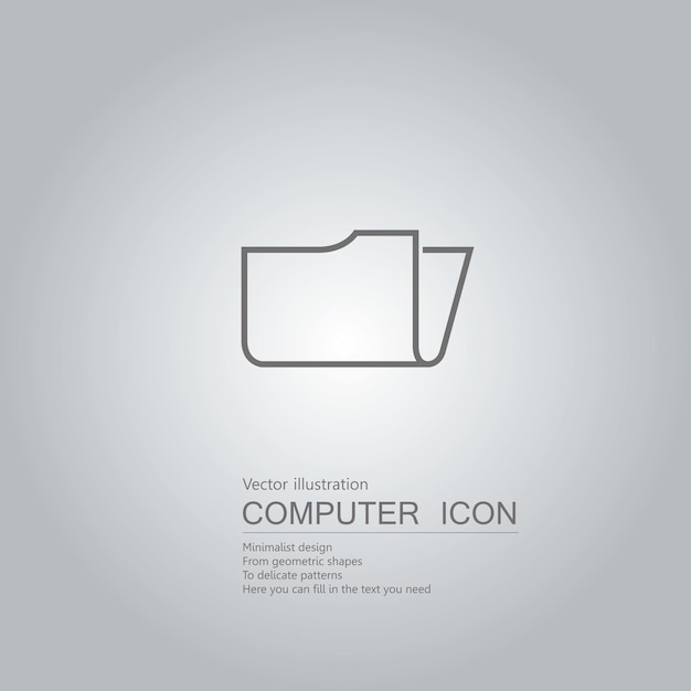 Vector drawn folder icon. Isolated on grey background.