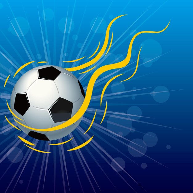 Vector drawn football, abstract background design. The background is blue.