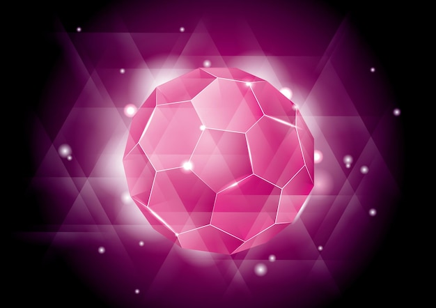 Vector drawn football image, pink abstract background.