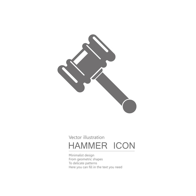 Vector vector drawn hammer. isolated on white background.