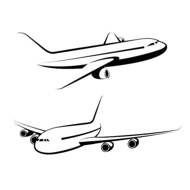 Vector drawn passenger plane, isolated on white background.