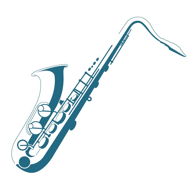 Vector drawn saxophone. isolated on white background.
