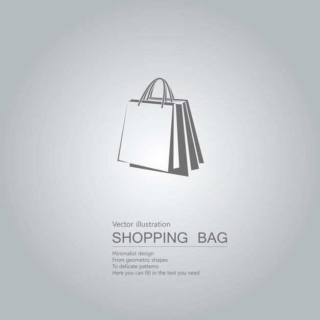 Vector drawn shopping bags. Isolated on grey background