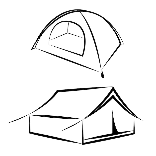 Tenda disegnata da vettore. isolato su sfondo bianco.