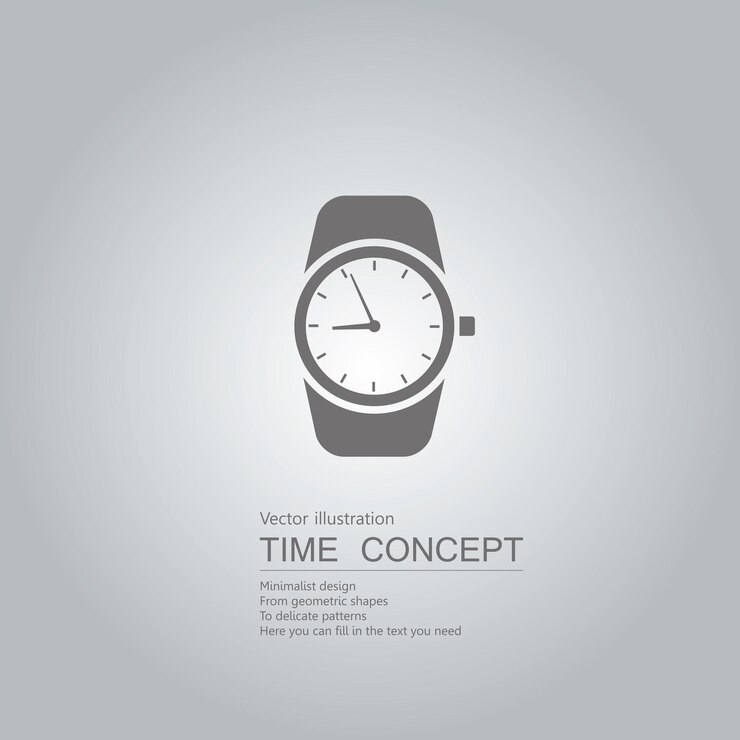 Vector vector drawn wrist watch. isolated on grey background.
