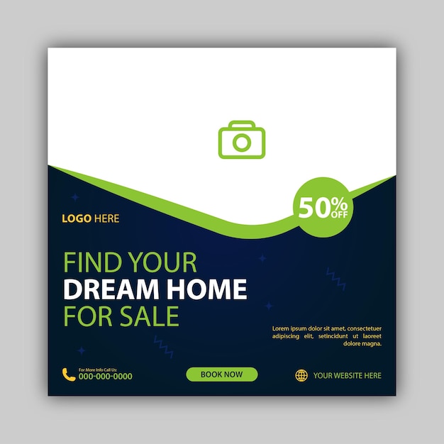 Vector dream home for sale real estate social media post template design Real Estate Facebook Post