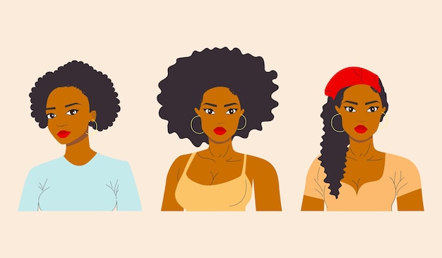 Vector vector drie mooie afrikaanse vrouwen pin-up stijl