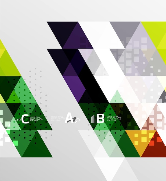 Vector driehoek banner kleurrijke geometrische vormen met optie infographic minimalistisch ontwerp