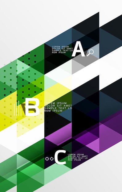 Vector driehoek banner kleurrijke geometrische vormen met optie infographic minimalistisch ontwerp