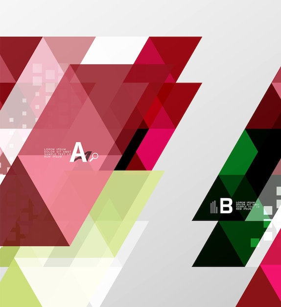 Vector driehoek banner kleurrijke geometrische vormen met optie infographic minimalistisch ontwerp