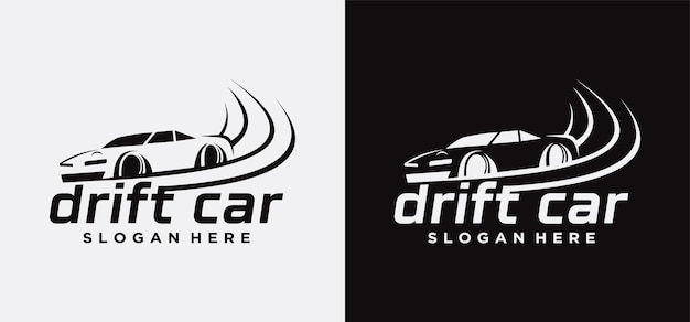 Vector vector drift car logo design, sports car vector logo design drift racing illustration.