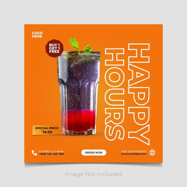 Vector drink menu special social media post design