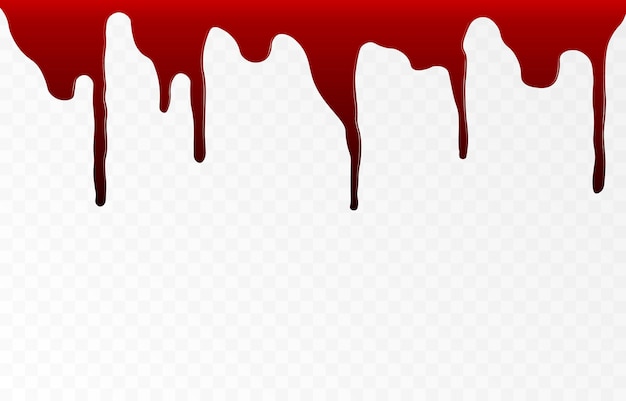 Vector drips of blood on an isolated transparent background Drops spatter of blood PNG