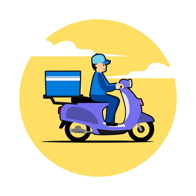 Вектор водитель онлайн экспресс доставка скутер мотоцикл