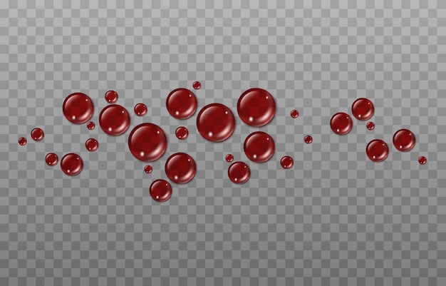 Vector drops of red blood drops drops of blood red paint or blood on the surface realistic drops