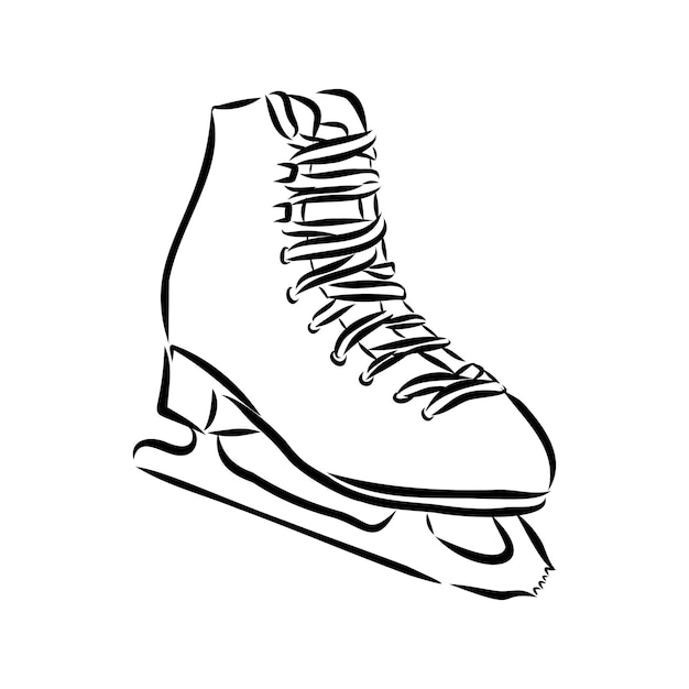 Vector dunne lijn icoon van schaatsen Winter recreatie apparatuur huur logo kunstschaatsen Koud seizoen
