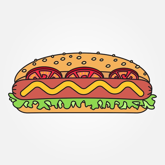 Vector dunne lijn pictogram hotdog voor webdesign en applicatie i