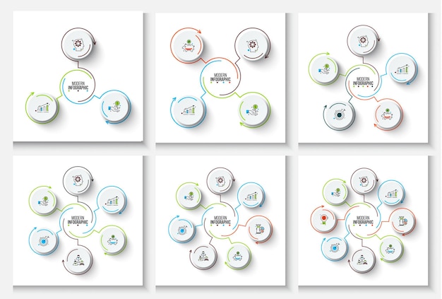 Vector dunne lijnen met cirkels voor infographic met 3 4 5 6 7 en 8 processen