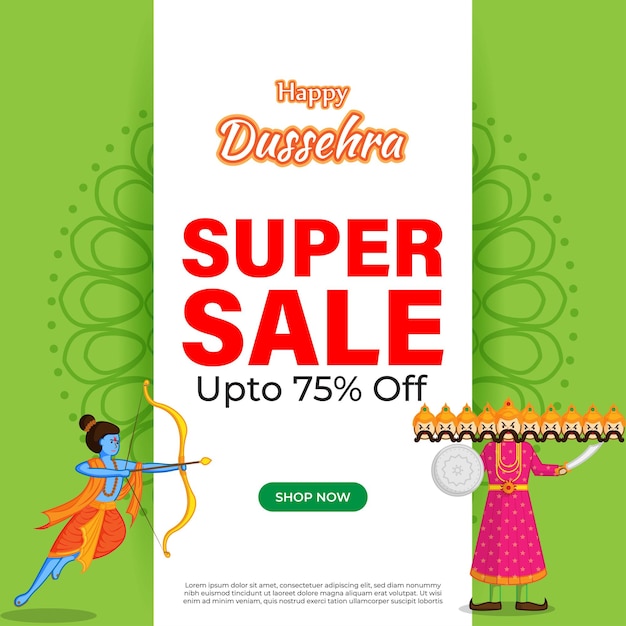 Вектор Dussehra Sale баннер предложение индийского фестиваля