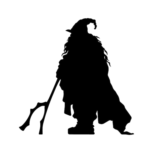 Vector dwarf warrior silhouette isolated on white background