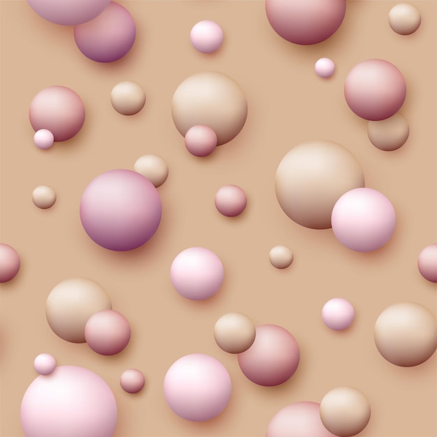 Sfondo dinamico vettoriale con palline colorate realistiche d sfera rotonda in perle colori pastello