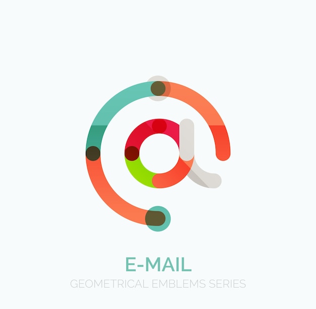 Vector e-mail bedrijfssymbool of apenstaartje logo Lineair minimalistisch plat pictogramontwerp