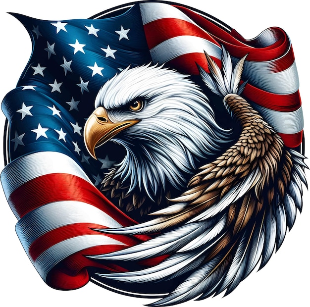 Vector eagle holding with american flag logo design generative ai