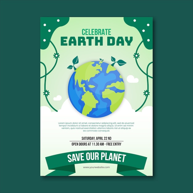 Vector vector earth day ecology concept vertical poster template