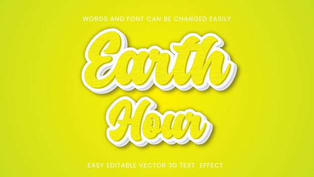 Vector earth hour editable text style