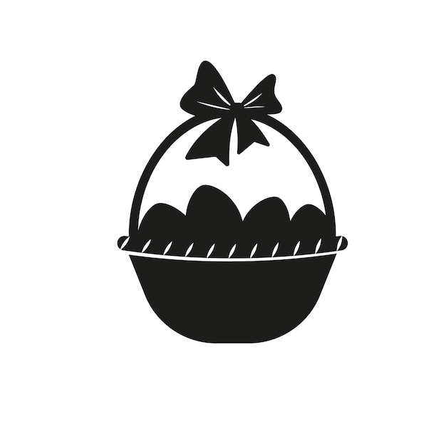 Векторная икона корзины пасхальных яиц на белом фоне