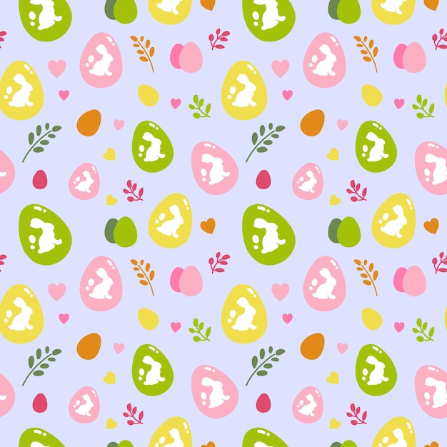 Vector easter rabbit leaf pattern background