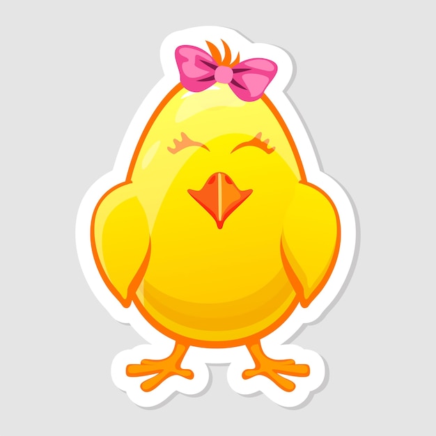 Векторная пасхальная наклейка желтый пасхальный цыпленок