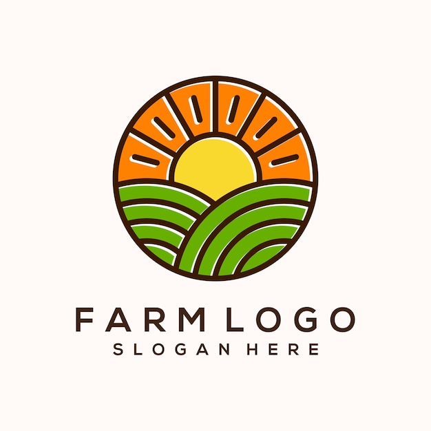 Vector eco green farm circle logo vector vintage icon flat farm logo natural green badge