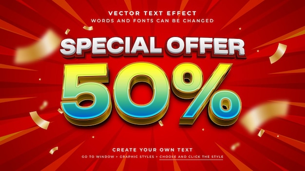 Vector Editable 3D gold blue yellow text effect Special offer discount promotion sale graphic style