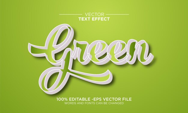 Vector editable 3d green text effect typography template