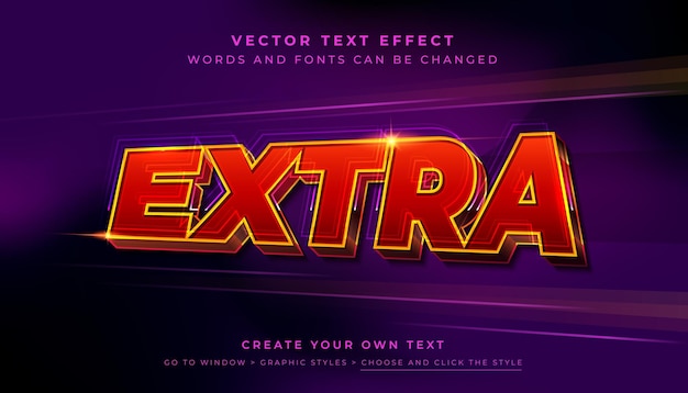 Vector Editable 3D red gold text effect Extra speed race graphic style on abstract background