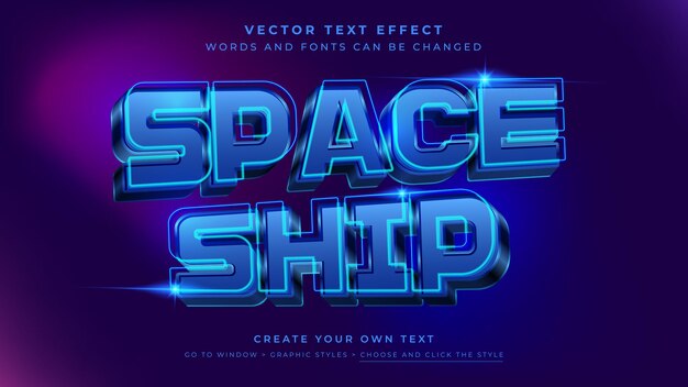 Vector vector editable 3d space text effect blue space futuristic graphic style on abstract background