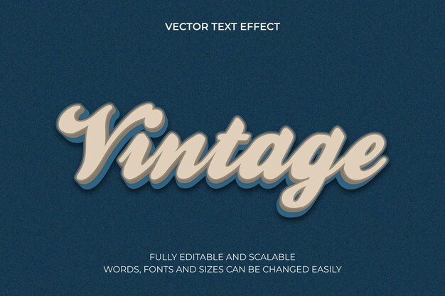 vector editable 3d style text effect vintage