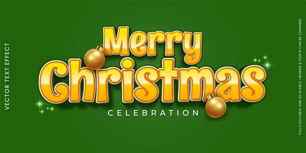 Vector vector editable 3d text effect christmas with green background