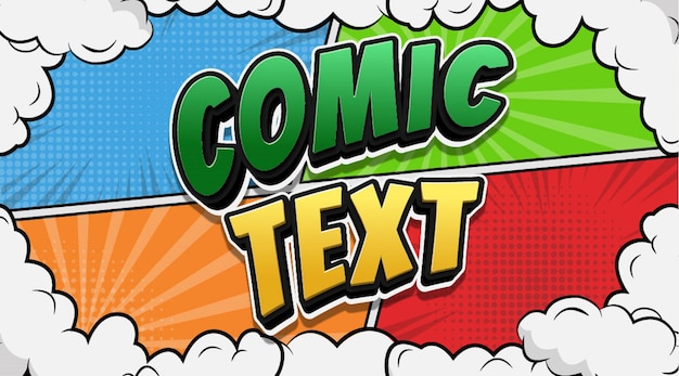 vector editable comic text effect cartoon style