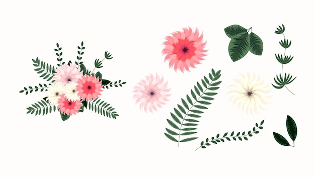 Vector modificabile bouquet floreale disposizione illustrazione collezione di fiori bella vegetazione