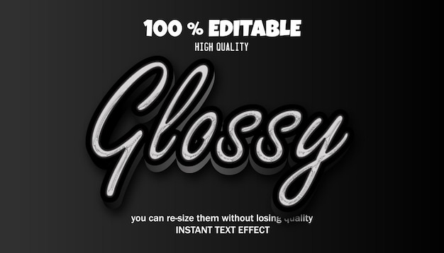 Vector editable glossy text effect