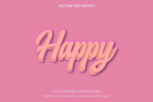 Vector editable happy text effect style