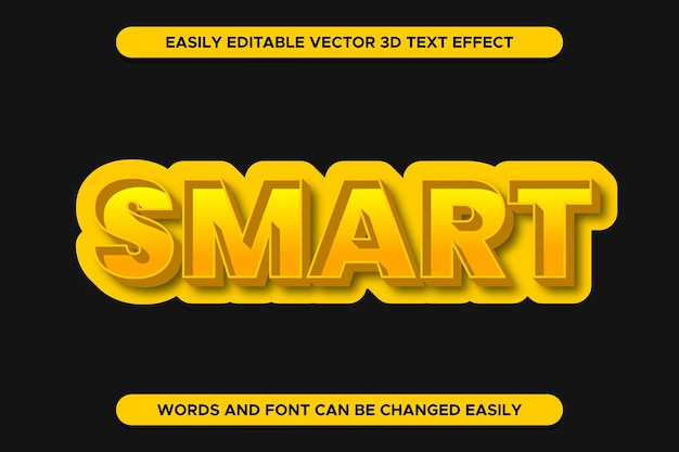 Vector editable smart text effect yellow color