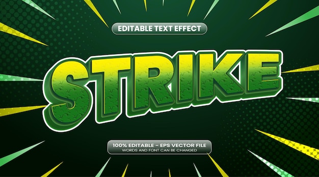 Vector editable strike text effect 3d text effect