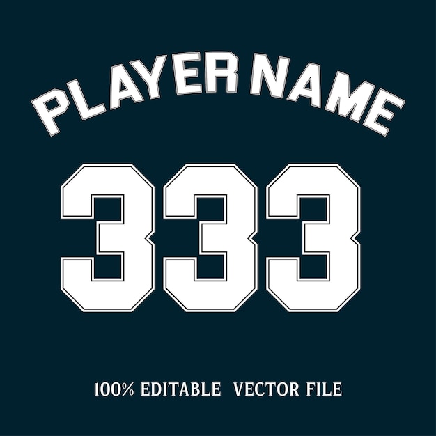 Effetto di testo vettoriale modificabile design vettoriale premium jersey number