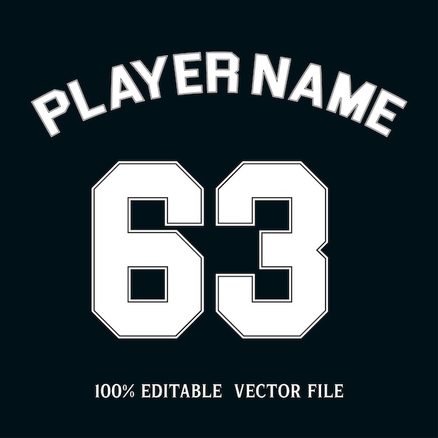 Effetto di testo vettoriale modificabile design vettoriale premium jersey number