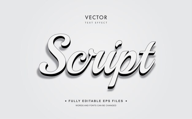 Vector vector editable text effect in script style