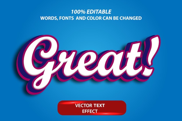 Vector editable text effect template easy to edit font and color